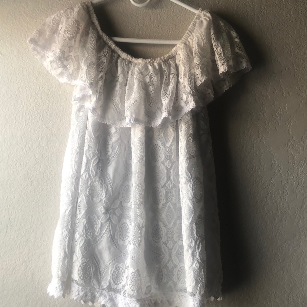 Off the shoulder White lace top